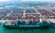 The EVER AEON, the world's largest ship by container volume, loads containers at berth 81...