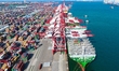 The EVER AEON, the world's largest ship by container volume, loads containers at berth 81...