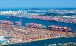 The EVER AEON, the world's largest ship by container volume, loads containers at berth 81...