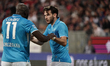 Khvicha Kvaratskhelia of Napoli SSC celebrates during the Serie A TIM match between Caglia...