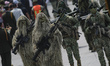 Mexican National Defense members take part in the military civic parade to commemorate the...