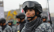 A member of the National Guard takes part in the military civic parade to commemorate the...