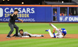 Washington Nationals Jose Tena #8 is thrown out trying to steal 2B as Mets 2B Eddy Alvarez...
