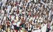 Al Rayyan SC supporters cheer for their team during the AFC Champions League elite west fo...