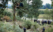 Gendarmes block access to an oak occupied by a 'squirrel' at the 'Verger' ZAD. For the sec...