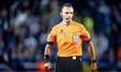 Referee Irfan Peljto officiates the match between Club Brugge and Borussia Dortmund at the...
