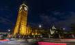 Night view pictured with long exposure photography technique, of the Big Ben symbol of Gre...
