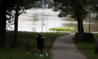 Flooded areas of the city during the flooding of the Odra River in Brzeg, Poland, on Septe...