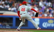 Philadelphia Phillies relief pitcher Jose Alvarado #46 throws during the seventh inning of...