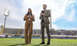 The staff of DAZN cover the Italian Serie A football match between ACF Fiorentina and SS L...
