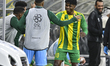 Jacinto Dala of Al Wakrah SC celebrates after scoring a goal during the Ooredoo Qatar Star...