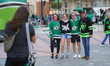 Dallas Stars fans pose for a photo before the NHL preseason match between the Dallas Stars...