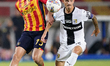 Enrico Delprato of Parma Calcio is in action during the Serie A match between Lecce and Pa...