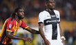 Ange-Yoan Bonny of Parma Calcio is in action during the Serie A match between Lecce and Pa...