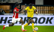 AZ Alkmaar forward Jayden Addai and IF Elfsborg forward Jalal Abdullai play during the mat...