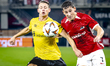 Elfsborg midfielder Simon Hedlund and AZ Alkmaar forward Ruben van Bommel during the match...