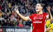 AZ Alkmaar forward Ruben van Bommel celebrates the goal during the match between AZ and El...