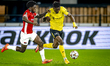 AZ Alkmaar forward Jayden Addai and IF Elfsborg forward Jalal Abdullai during the match AZ...