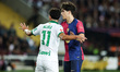 Carles Alena of Getafe CF and Pau Cubarsi of FC Barcelona during the La Liga EA Sports mat...
