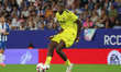 Thierno Barry plays during the match between RCD Espanyol and Villarreal CF, corresponding...