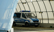 A police van is seen parked at a German border control post in Frankfurt (Oder), Germany o...