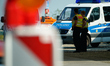 Police are seen performing checks at the Polish-Germany border in Frankfurt (Oder), German...