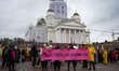 Activists from the environmental group Extinction Rebellion Finland ''Elokapina'' protest...