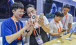 The audience visits Huawei smartphones at the 21st China ASEAN Expo in Nanning, China, on...