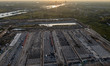 Workers work at the construction site of the third phase of the Canal New Port operation z...