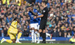 Ashley Young #18 of Everton F.C. gesticulates during the Premier League match between Ever...