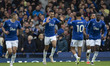 Dwight McNeil #7 of Everton F.C. celebrates his goal during the Premier League match betwe...