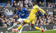 Ashley Young #18 of Everton F.C. is tackled by Tyrick Mitchell #3 of Crystal Palace F.C. d...