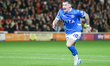 Louie Barry of Stockport races to celebrate his injury-time equalizer during the Sky Bet L...