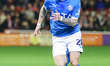 Louie Barry of Stockport races to celebrate his injury-time equalizer during the Sky Bet L...