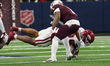 Arkansas Razorbacks running back Ja'Quinden Jackson #22 catches the ball against Texas A&M...