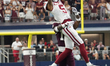 Arkansas Razorbacks wide receiver Tyrone Broden #5 fails to catch against Texas A&M Aggies...