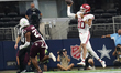 Arkansas Razorbacks quarterback Taylen Green #10 jumps while passing the ball against the...