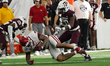 Arkansas Razorbacks running back Ja'Quinden Jackson #22 catches the ball against the Texas...