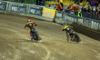 Artem Laguta and Bartlomiej Kowalski participate in a PGE Speedway Ekstraliga game between...