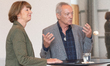 Actor Udo Kier greets Cologne Mayor Henriette Reker for his 80th birthday and signs the Go...