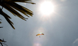 A paragliding athlete takes part in a paragliding competition in Sumedang, Indonesia, on O...