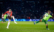 PSV Eindhoven midfielder Jerdy Schouten scores the 1-0 during the match PSV vs. Sporting C...