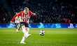 PSV Eindhoven midfielder Jerdy Schouten scores the 1-0 during the match PSV vs. Sporting C...