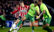 PSV Eindhoven midfielder Guus Til and Sporting Club Portugal midfielder Hidemasa Morita du...