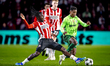 PSV Eindhoven forward Johan Bakayoko and Sporting Club Portugal midfielder Geny Catamo dur...