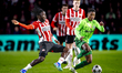 PSV Eindhoven forward Johan Bakayoko and Sporting Club Portugal midfielder Geny Catamo dur...
