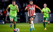 PSV Eindhoven midfielder Ismael Saibari and Sporting Club Portugal defender Goncalo Inacio...