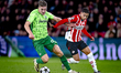 Sporting Club Portugal forward Viktor Gyokeres and PSV Eindhoven defender Mauro Junior dur...
