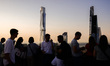 A view on Central Park Tower and Steinway Tower in Manhattan with tourists at the Top of t...