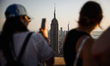 A view on Empire State Building and Manhattan skyline seen from Top of the Rock NYC Observ...